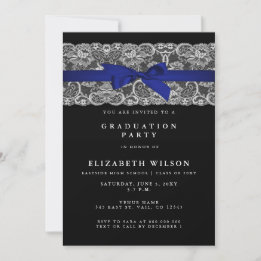 Invitation Élégant Stylish Navy Photo Graduation