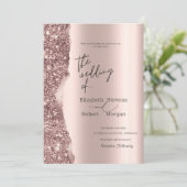 Invitation Elegant Stylish Rose Gold Glitter Script  (Debout devant)