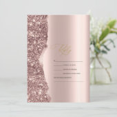 Invitation Elegant Stylish Rose Gold Glitter Script RSVP (Debout devant)