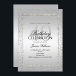 Invitation Elegant Stylish Silver Confetti 40th Birthday<br><div class="desc">Custom stylish 40th birthday party invitations extensible for any person. With a sparkly silver confetti border on a pretty silver gradient background and a stunning shiny silver frame. Tous les textes, font et text color sont des documents qui peuvent être utilisés pour mesurer vos exigences, si vous voulez vous aider...</div>