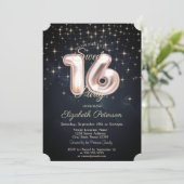 Invitation Élégant Stylish Stars Sweet 16 (Debout devant)