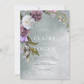 Invitation Élégant subtil Mariage floral vert (Devant)