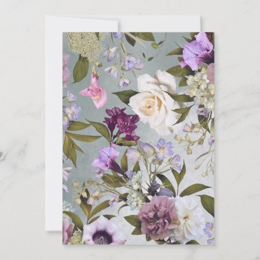 Invitation Élégant subtil Mariage floral vert (Dos)