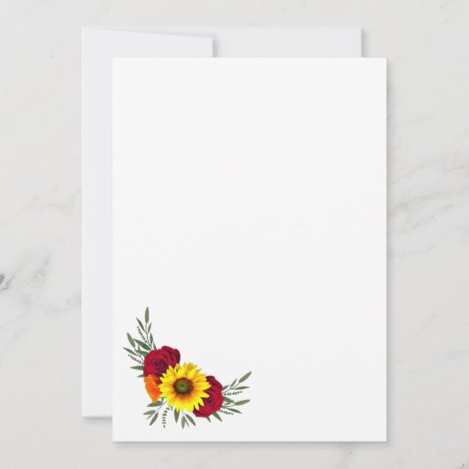 Invitation Elégant Sunflower Bourgogne Rose Mariage Réception (Dos)