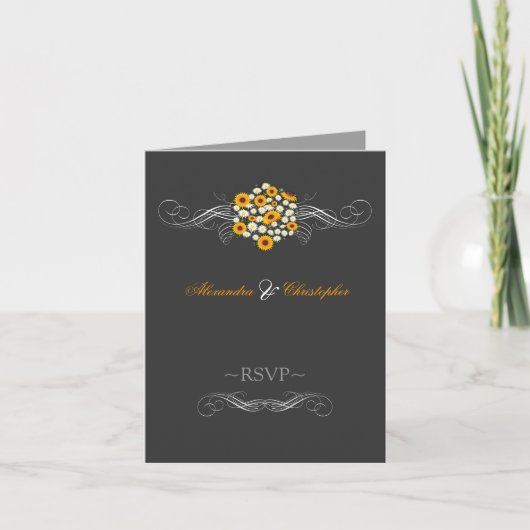 Invitation Elégant Sunflower Daisies Bouquet RSVP (Devant)