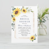 Invitation Elégant Sunflower Eucalyptus Fête des mariées code (Debout devant)