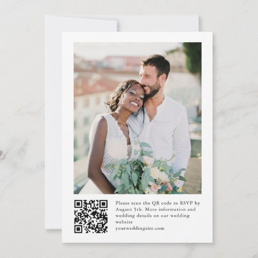 Invitation Elégant Sunflower Eucalyptus Mariage Photo Code QR (Dos)