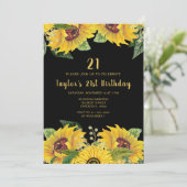 Invitation Elegant Sunflowers and Foliage Birthday Party (Debout devant)