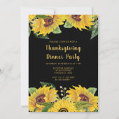 Invitation Elegant Sunflowers and Foliage Thanksgiving Party (Devant)