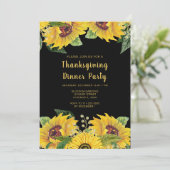 Invitation Elegant Sunflowers and Foliage Thanksgiving Party (Debout devant)
