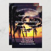 Invitation Elégant Sunset Beach Summer Mariage tropical (Devant / Derrière)