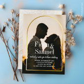 Invitation Elégant Sunset Golden Custom Photo Mariage