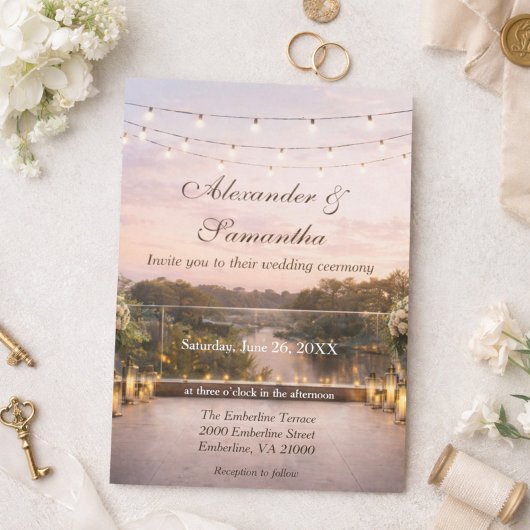 Invitation Elegant Sunset River Wedding 