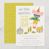 Invitation Élégant Superhero Souris Anniversaire de enfant am (Devant / Derrière)