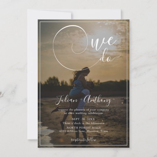 Invitation Élégant superposition 2 Mariage photo (Devant)