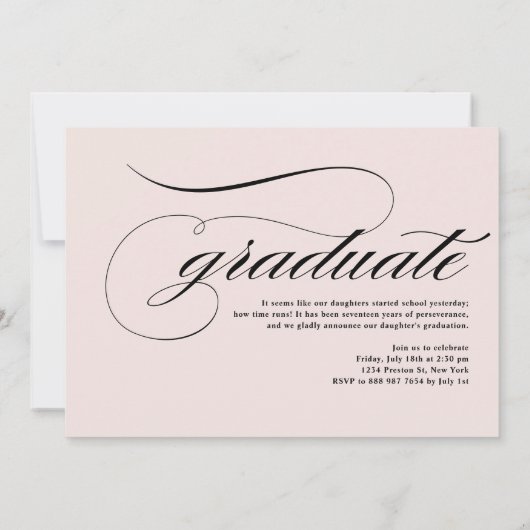 Invitation Élégant superposition de script | Photo Graduation (Dos)