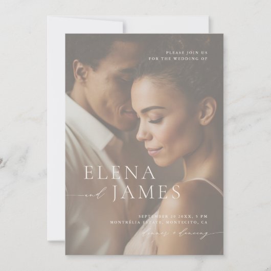Invitation Élégant superposition photo Mariage ivoire (Devant)