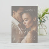 Invitation Élégant superposition photo Mariage ivoire (Debout devant)
