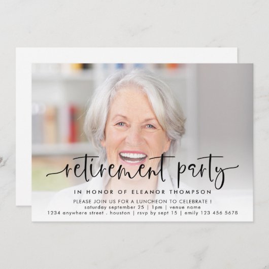 Invitation Élégant superposition photo Script de retrait (Devant / Derrière)