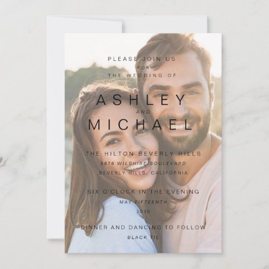 Invitation Élégant superposition Vellum Simple 2 Mariage phot (Devant)