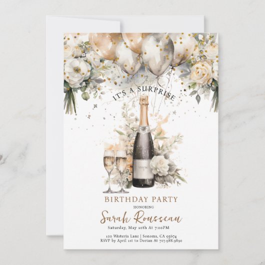 Invitation Elegant Surprise Birthday Party (Devant)