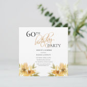 Invitation Elégant Surprise Jaune Floral 60e anniversaire (Debout devant)
