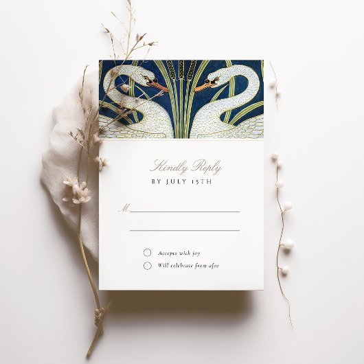 Invitation Elegant Swan RSVP pour Mariage