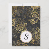 Invitation Elégant Swanky Faux Gold, Black & Grey Floral (Dos)
