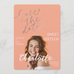 Invitation Elégant Sweet 16 Enregistrer la date d'anniversair