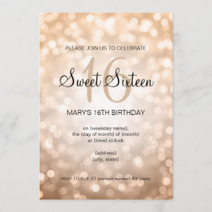 Invitation Élégant Sweet 16 lumières Parties scintillant en c