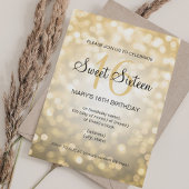 Invitation Élégant Sweet 16 Lumières Parties scintillant Or A