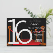Invitation Elégant Sweet 16 Red Black Carpet Hollywood (Debout devant)