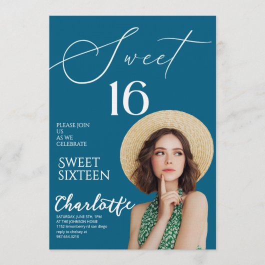 Invitation Elegant Sweet 16 Save the Date Birthday (Devant)