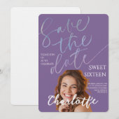 Invitation Elegant Sweet 16 Save the Date Birthday (Devant / Derrière)