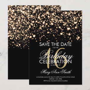 Invitation Élégant Sweet 16 "Save The Date" Or