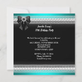 Invitation Élégant Sweet 16 Seize Diamants Bleus Turquoises D (Dos)