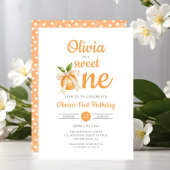 Invitation Elegant Sweet One Orange Citrus 1st Birthday