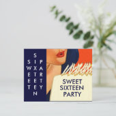INVITATION ÉLÉGANT SWEET SIXTEEN ABSTRAIT 16 FÊTES (Debout devant)