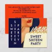 INVITATION ÉLÉGANT SWEET SIXTEEN ABSTRAIT 16 FÊTES (Devant / Derrière)