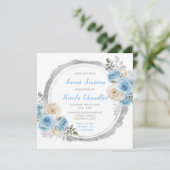 Invitation Elégant Sweet sixteen aux fleurs bleu foncé (Debout devant)