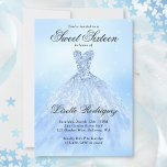 Invitation Elégant Sweet sixteen Bleu 16ème anniversaire<br><div class="desc">Une élégante invitation au Sweet sixteen bleu. Veuillez noter que les éléments de parties scintillant sont simulés.</div>