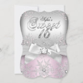 Invitation Élégant Sweet sixteen de bijoux rose Bow argent In (Devant)