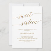 Invitation Élégant Sweet sixteen de calligraphie or (Devant)