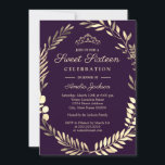 Invitation Élégant Sweet sixteen de couronne d'or violet<br><div class="desc">Plus jolies invitations d'anniversaire dans le Little Bayleigh Store!</div>