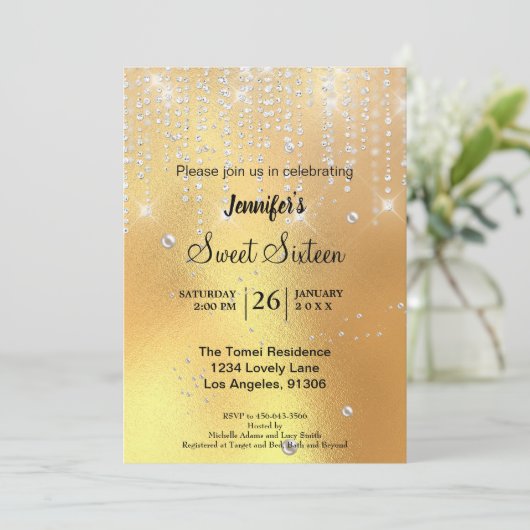 Invitation Élégant Sweet sixteen de parties scintillant (Debout devant)