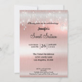 Invitation Élégant Sweet sixteen de parties scintillant (Devant)