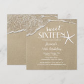 Invitation Elégant Sweet sixteen de plage et de poisson Starf (Devant / Derrière)