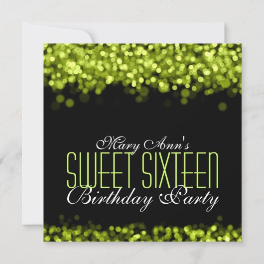 Invitation Élégant Sweet sixteen éclatant vert (Dos)