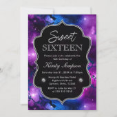 Invitation Elégant Sweet sixteen en marbre violet et bleu Gal (Devant)