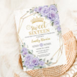 Invitation Élégant Sweet sixteen Floral de lavande violette 1<br><div class="desc">Personnalisez cette élégante invitation à 16 ans douce lavande violette douce avec votre propre libellé facilement et rapidement. Cliquez simplement sur le bouton Modifier à l'aide des outils de conception pour modifier le texte, modifier les styles de police et les couleurs de police. Objets correspondants disponibles en magasin. c) Le...</div>